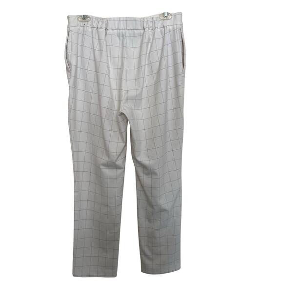 Rachel Zoe | White Windowpane Elastic Waist Crop Preppy Pants Sz 6 Checkered - Picture 3 of 6